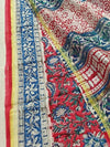 Indiehaat | Blockprint Chanderi Silk Saree Red | Elegance in Silk
