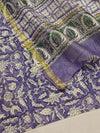 Indiehaat | Blockprint Chanderi Silk Saree Blue | Elegance in Silk