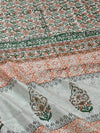 Indiehaat | Blockprint Chanderi Silk Saree Orange | Elegance in Silk