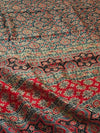 Indiehaat | Ajrakh Printed Chanderi Silk Saree Blue | Serenity in Silk
