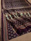 Indiehaat | Ajrakh Printed Chanderi Silk Saree Purple | Serenity in Silk