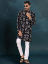 Indiehaat | Royal Reflection BlockPrinted Cotton Kurta Pyjama Matte Black