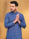Indiehaat | Royal Reflection BlockPrinted Cotton Kurta Pyjama Dark Blue