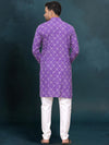 Indiehaat | Royal Reflection BlockPrinted Cotton Kurta Pyjama Royal Purple