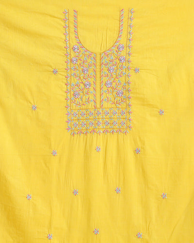 Gulmohar Slub Linen Vivid Yellow Unstitched Suit