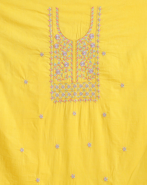 Gulmohar Slub Linen Vivid Yellow Unstitched Suit