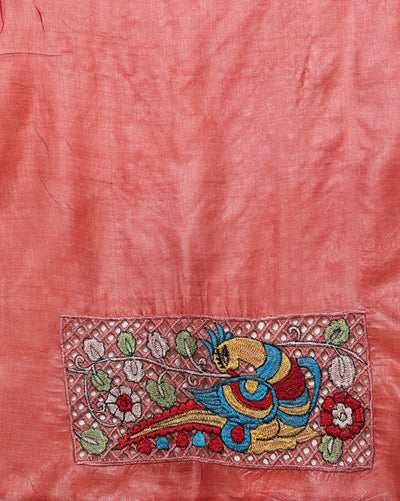 Silkmark Certified Rustic Pure Tussar Cutwork Eerie Black Saree