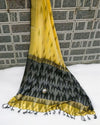 Subtle Ikkat Slub Linen Handloom Yellow Saree