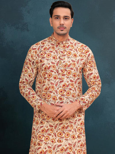 Indiehaat | BlockPrinted Cotton Kurta Pyjama Beige