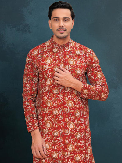 Indiehaat | BlockPrinted Cotton Kurta Pyjama Red