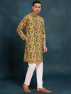 Indiehaat | Ajrakh Printed Cotton Kurta Pyjama Yellow