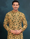 Indiehaat | Ajrakh Printed Cotton Kurta Pyjama Yellow