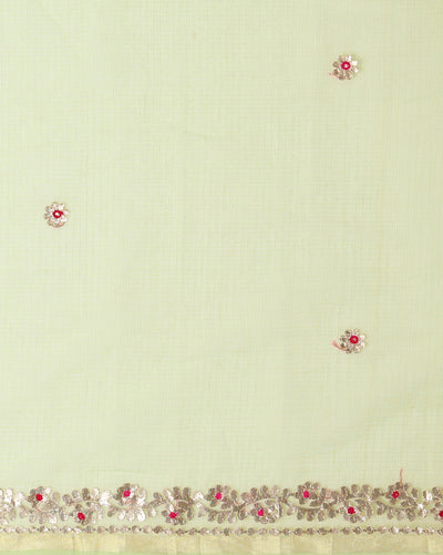 Gilded Grace Kota Cotton Gota Patti Green Saree
