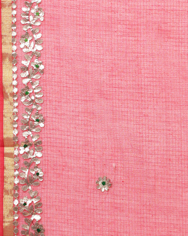 Indiehaat | Kota Cotton Gota Patti Maroon Saree