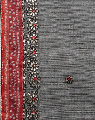 Gilded Grace Kota Cotton Gota Patti Saree Black