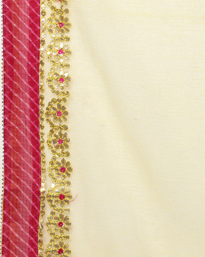 Indiehaat | Kota Cotton Gota Patti Yellow Saree