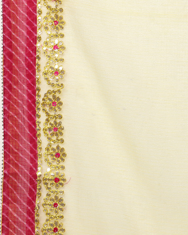 Indiehaat | Kota Cotton Gota Patti Yellow Saree