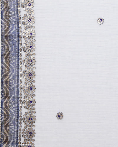 Tye & Drape Kota Doria Bandhej Print Gray & Blue Saree