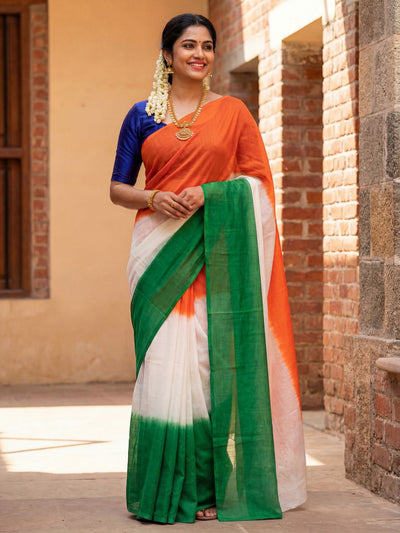 Trivarna Slub Linen Hand Dyed Saree