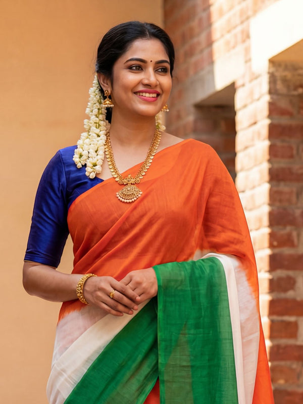 Indiehaat | Slun Linen Hand Dyed Saree Multicolor