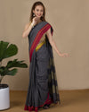 Handloom Mark Patteda Anchu Royal Cotton Saree Black