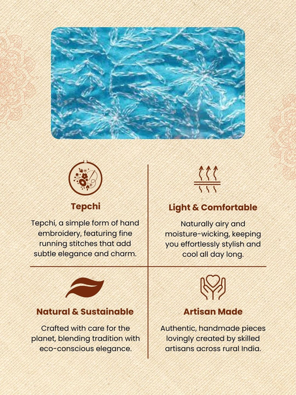 Tepchi Handwork Georgette Saree Blue