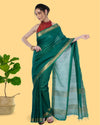 Handcrafted Kota Silk Green Plain Saree