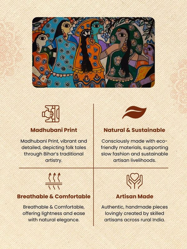 Misty Madhubani Wax Batik Hand Dyed Khadi Silk Beige Suit