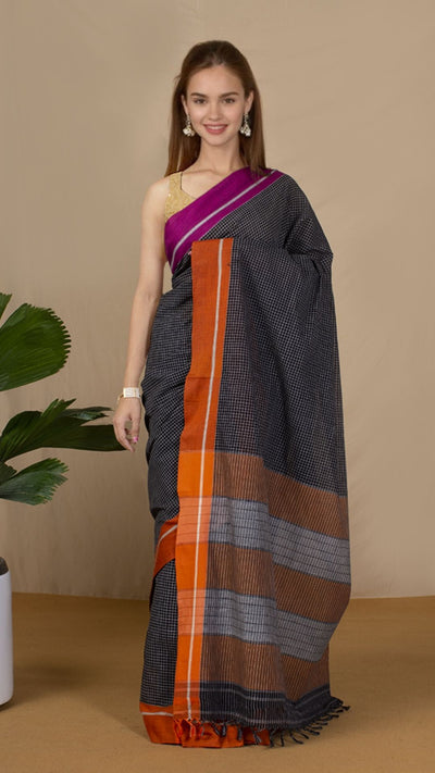 Buy Patteda Anchu Handloom Cotton Sarees Online | Indiehaat