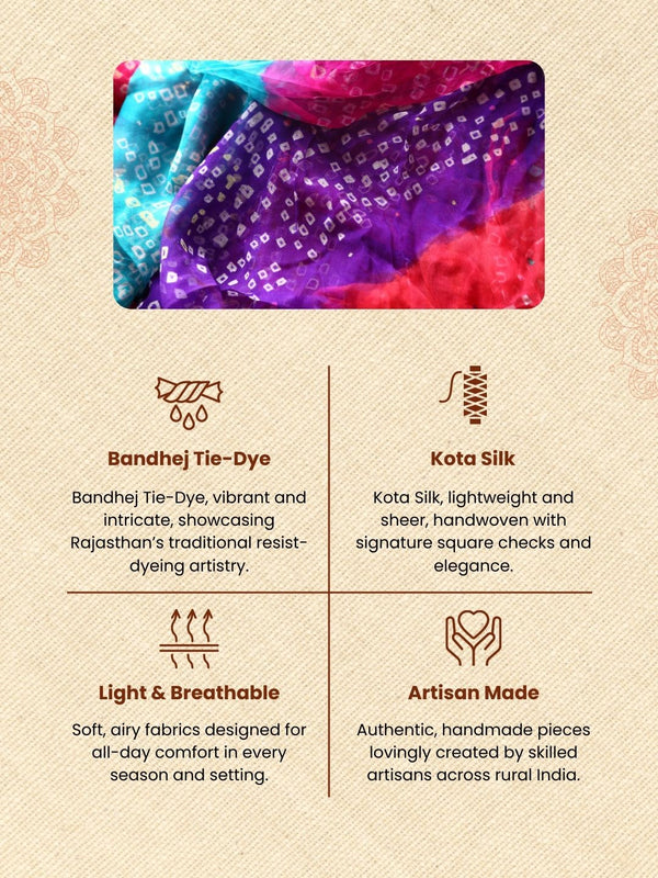 Dye & Drape Pure Silk Kota Sheer Multicolor Dupatta