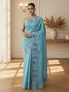 Silkmark Certified Lively Pure Tussar Cutwork Blue Saree