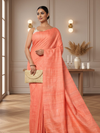 Silkmark Ghicha Tussar Enchanting Orange Saree