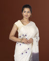 Silkmark Certified Eri Silk Saree White Hand Cutwork