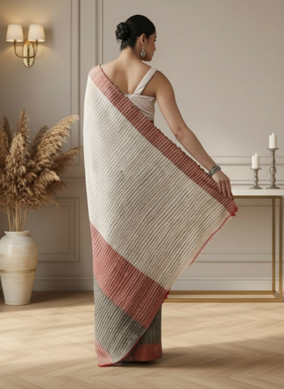 Silkmark Evocative Ghicha Tussar Silk Beige Saree