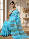 Modern Eri Tussar Silk Embroidered Blue Saree