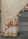 Embroidered Bansbara Tussar Silk Saree Pale Silver