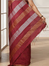 Jaquard Kota Slub Saree Hand Dyed Royal Red