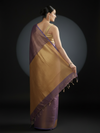Tissue Linen Purple Saree Gold Shimmer Pallu