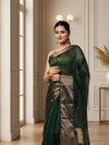 Modern Maheshwari Pure Silk Butta Body Green Saree