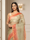 Gurkha Brown Pure Silk Kota Doria Handdyed Saree