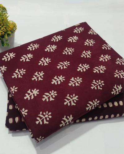 Indiehaat | Blockprinted Cotton Suit (Top & Bottom) Maroon