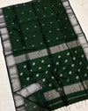 Indiehaat |Handloom Maheshwari Silk Green Saree