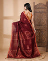 Indiehaat | Matka Silk Maroon Saree Jacquard Weaving