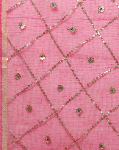 Pankhudi Gota Patti Rani Pink Kota Cotton Saree