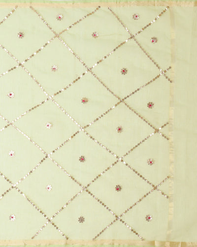 Pankhudi Gota Patti Lime Green Kota Cotton Saree