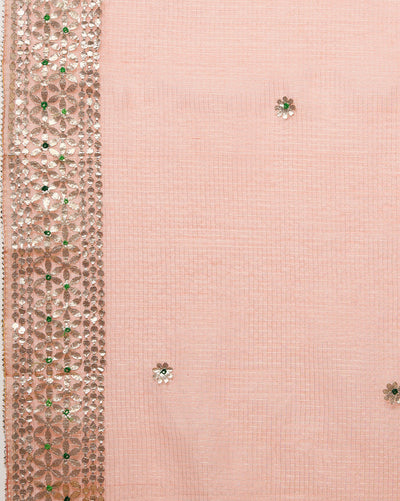 Pankhudi Jugnu Checks Kota Cotton Gota Patti Peach Saree