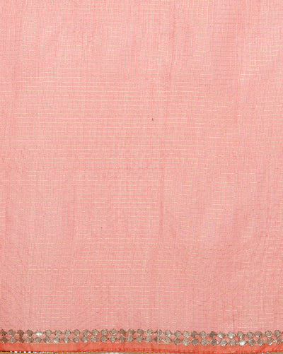 Pankhudi Jugnu Checks Kota Cotton Gota Patti Peach Saree