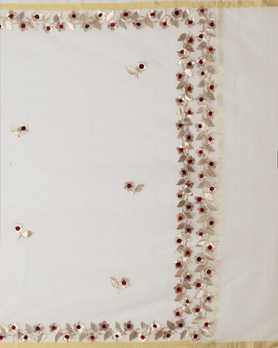 Pankhudi Kota Cotton Gota Patti Pure White Saree