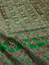 Indiehaat | Chanderi Silk Ajrakh Print Saree Green