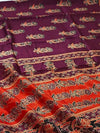 Indiehaat | Chanderi Silk Ajrakh Print Saree Purple